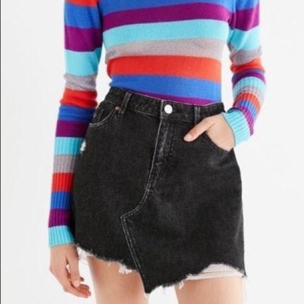 BDG Urban Outfitters black denim cut off skirt S